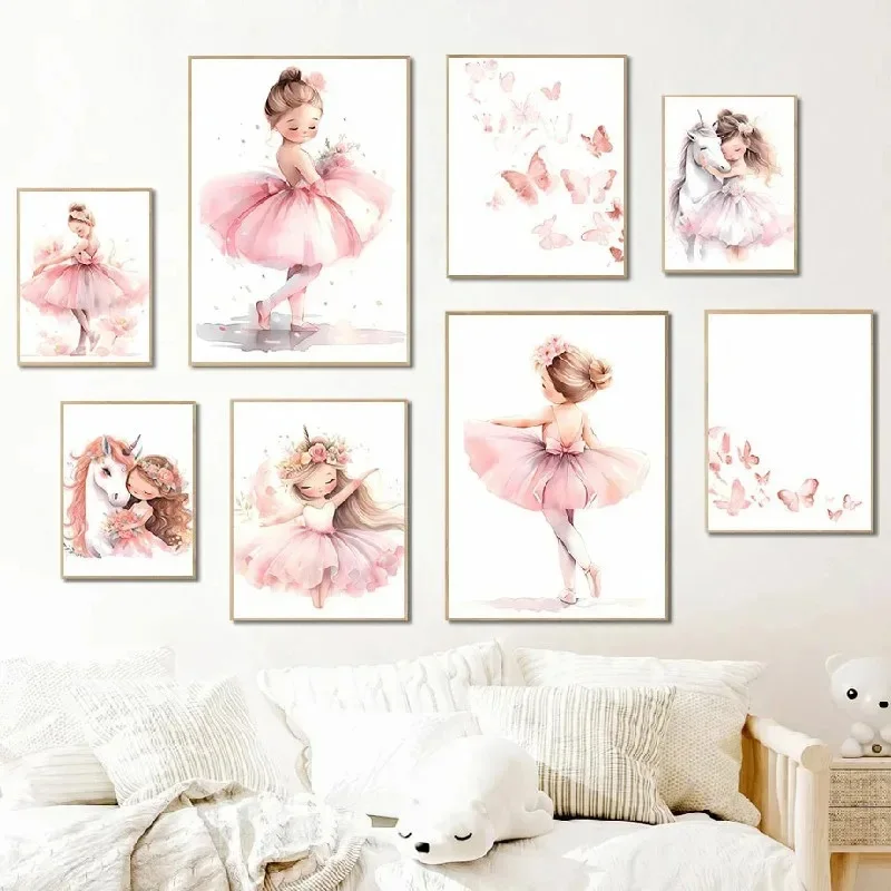 Розовый постер с балериной, ед – обзор и цена Baby Nursery Frames
